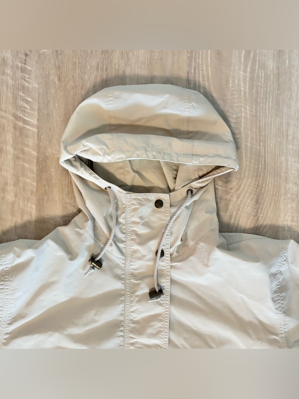 Eddie Bauer WeatherEdge Rain Jacket Womens S Hooded Utility Coat Beige Full Zip - Picture 4 of 11